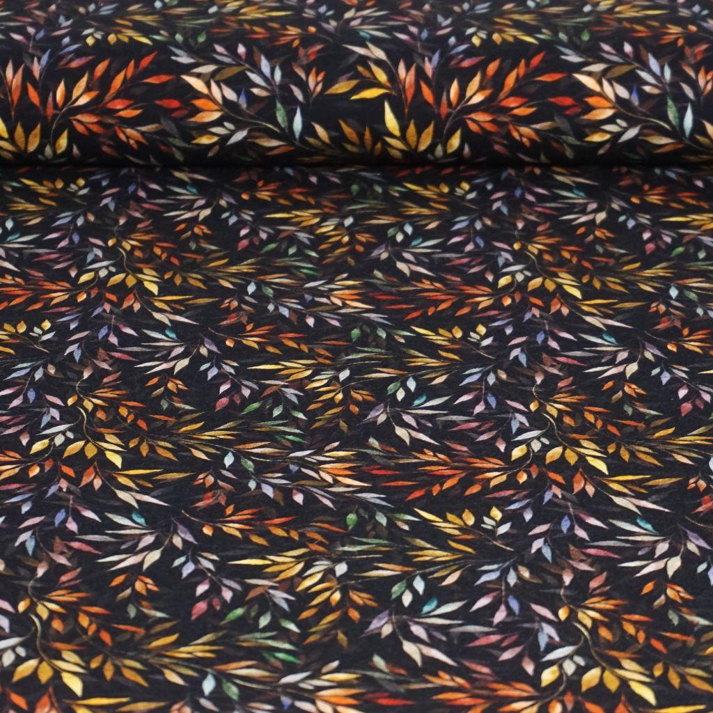 Viskosejersey Crepe Blätter herbstbunt - FVJ